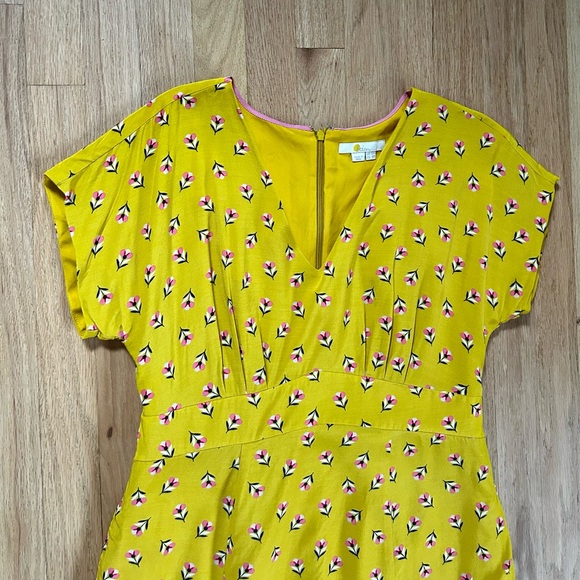 Boden Yellow Floral Midi Dress - Picture 5 of 12